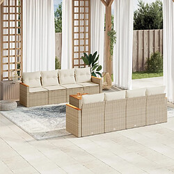 Maison Chic Salon de jardin avec coussins 9 pcs | Ensemble de Table et chaises | Mobilier d'Extérieur beige résine tressée -GKD78761