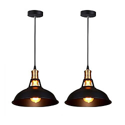 Stoex Lot de 2 Lustre Suspension Industrielle Vintage E27 Lampe Plafonniers Retro Abat-jour pour Cuisine Salle à manger Salon Chambre Restaurant