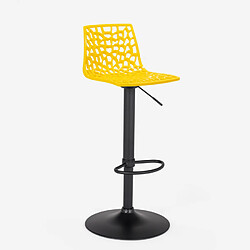 Avis Tabouret Design Cuisine Bar Base Noire Mate Réglable Grand Soleil Spider Matt, Couleur: Jaune