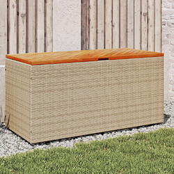 vidaXL Boîte de rangement de jardin beige résine tressée bois d'acacia 