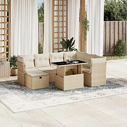 vidaXL Salon de jardin avec coussins 8 pcs beige résine tressée 