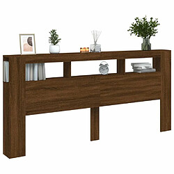 Maison Chic Tête de lit scandinave à LED,meuble de chambre chêne marron 220x18,5x103,5cm bois ingénierie -MN61186 pas cher