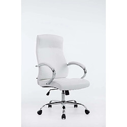 Decoshop26 Fauteuil de bureau jusqu'à 210 kg mécanisme de basculement en PVC blanc et métal chromé 10_0002389