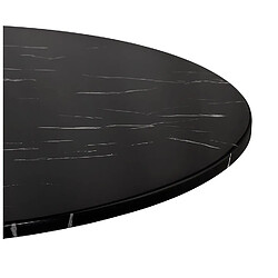 Avis Alterego Table à dîner ronde 'URSUS' en pierre noire effet marbre et métal noir - Ø 90 cm