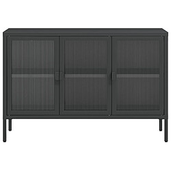 Maison Chic Commode Buffet - Meuble de rangement noir 105x35x70 cm verre et acier -GKD32868 pas cher