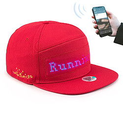 Casquette Connectéé Bluetooth Écran LED Personnalisable App Android iOS Rouge YONIS