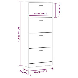 vidaXL Armoire à chaussures Chêne sonoma 63x24x147cm Bois d'ingénierie pas cher