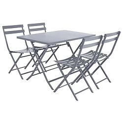 Toilinux Table avec chaises pliables Greensboro - 4 Personnes - Gris quartz