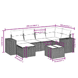 Avis vidaXL Salon de jardin avec coussins 7 pcs gris résine tressée