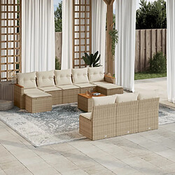 vidaXL Salon de jardin 11 pcs avec coussins beige résine tressée 