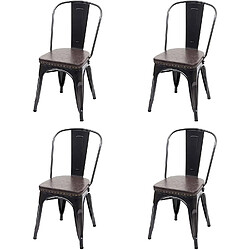 Decoshop26 4x chaises de salle à manger cuisine style industriel métal noir et synthétique marron CDS04557