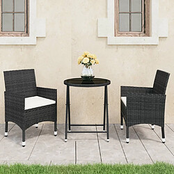 Maison Chic Table de bistro et chaises d'extérieur 3 pcs,Ensemble de bistro de jardin pour relax Résine tressée et verre trempé Noir -GKD829591