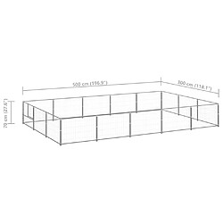 vidaXL Chenil Argenté 15 m² Acier pas cher