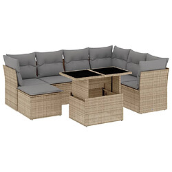 vidaXL Salon de jardin avec coussins 8 pcs beige résine tressée