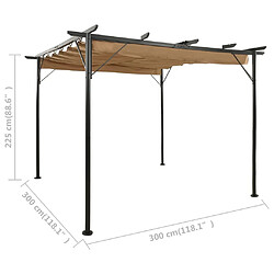 Avis vidaXL Pergola avec toit rétractable taupe 3x3 m acier 180 g/m²