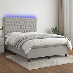 vidaXL Sommier à lattes de lit et matelas et LED Gris clair 140x200 cm