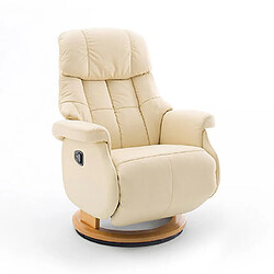 Mes Fauteuil de relaxation par pression en cuir crème et naturel - LUMOS