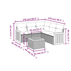 Acheter vidaXL Salon de jardin avec coussins 6 pcs beige résine tressée