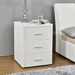 Meubler Design Table Chevet 3 Tiroirs Kasi - Blanc