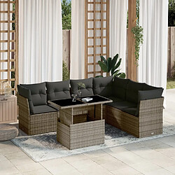 vidaXL Salon de jardin avec coussins 7 pcs gris résine tressée 