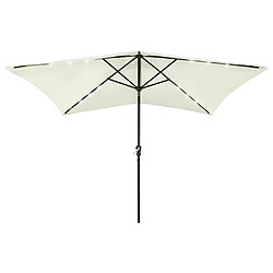 vidaXL Parasol de jardin avec LED et mât en acier sable 2x3 m