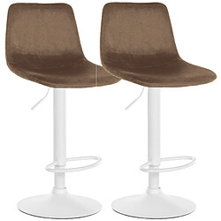 Non Lot de 2 tabourets de bar Divo velours blanc