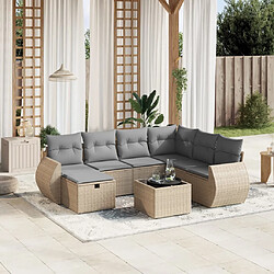 vidaXL Salon de jardin avec coussins 8pcs mélange beige résine tressée 