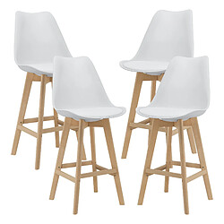 Helloshop26 Lot de 4 tabourets de bar plastique synthétique hêtre 105 x 48 x 58 cm blanc 03_0008716 