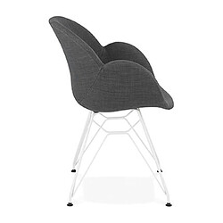 Avis Mes Lot de 2 fauteuils design en tissu gris piétement métal blanc - UMILA