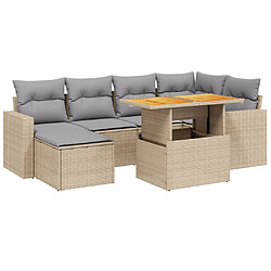 vidaXL Salon de jardin avec coussins 7 pcs beige résine tressée