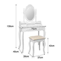 Acheter ML-Design Table de maquillage blanc table de coiffeuse avec miroir et tabouret moderne MDF