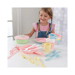 KidKraft Batterie de cuisine enfant 27 pièces vaisselle et ustensiles pastel.