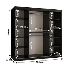 Acheter Abiks Meble Armoire Zaluzja 3 à Portes Coulissantes 200/180/62 2 Portes (blanc)