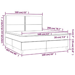 vidaXL Sommier à lattes de lit avec matelas Taupe 160x200 cm Tissu pas cher