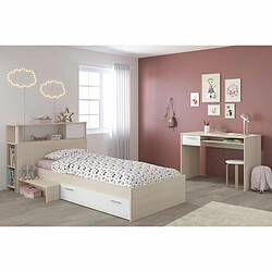 Youdoit Chambre enfant complete Tête de lit + lit + bureau - acacia clair et blanc