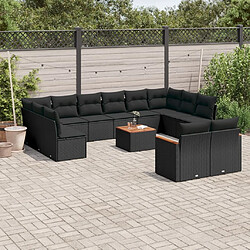 Maison Chic Salon de jardin avec coussins 13 pcs, Ensemble Tables et chaises de jardin, noir résine tressée -GKD445119