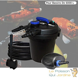 Le Poisson Qui Jardine Kit Filtre Pression 11W Complet + Fontaine Pour Bassins De 6000 Litres OPTION : Pack Bactéries & Activateur Biologique - + Pack Pour 12500 litres, Pack Anti Vase & Oxygène Actif - + Pack Pour 25000 litres 