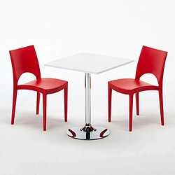 Avis Grand Soleil Table Carrèe Blanc + 2 Chaises Colorées