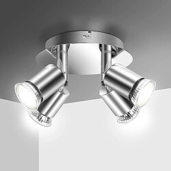 Universal Luminaire Lustre Fit 4 Pendentif Route Lampe Projecteur Plafond Lampe Rotative 4x GU10(Argent) 