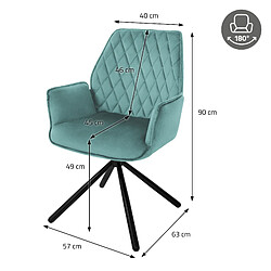 ML-Design Lot de 2 chaises pivotantes Chaise de salle à manger Fauteuil pivotant 180° Velours Chaise de salon pas cher