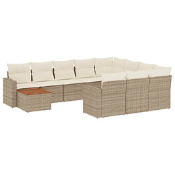 Maison Chic Salon de jardin 11 pcs avec coussins, Ensemble Tables et chaises d'extérieur beige résine tressée -GKD443981