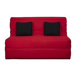 DUNLOPILLO Banquette BZ - Tissu Rouge + 2 coussins noir - L 140 x P 99 x H 98 cm - Made in France - ALICE 