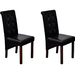 Decoshop26 Lot de 2 chaises de salle à manger cuisine dossier capitonné en synthétique noir CDS020849 