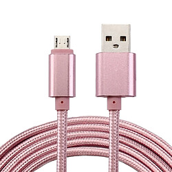 Wewoo Câble or rose pour Samsung, HTC, Sony, Lenovo 2m Tête en métal tissé Style 84 coeurs Micro USB vers USB 2.0 Données / Chargeur 