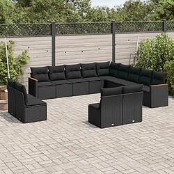 Maison Chic Salon de jardin avec coussins 13 pcs, Ensemble Tables et chaises de jardin, noir résine tressée -GKD795942