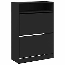 Maison Chic Armoire à chaussures 2 tiroirs | Meuble de rangement à chaussures Meuble d'Entrée rabattables noir 80x34x116 cm -MN83076