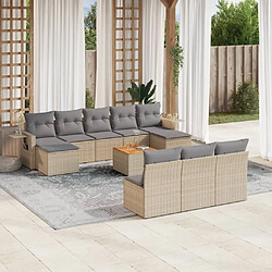 Maison Chic Salon de jardin 11 pcs avec coussins, Ensemble Tables et chaises d'extérieur beige résine tressée -GKD794274