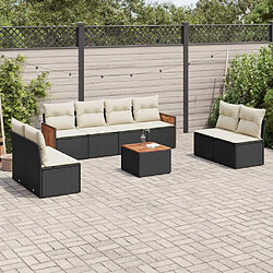 vidaXL Salon de jardin 9 pcs avec coussins noir résine tressée 