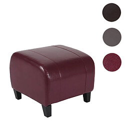 Mendler Tabouret pouf cuir EMMEN, 39x45x47cm ~ rouge 