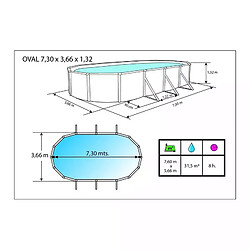 Acheter Piscine Ronde Acier Toi Magnum 550x132 cm Échelle, Purificateur de Sable 6 000 L/h et Tapisserie, Blanc